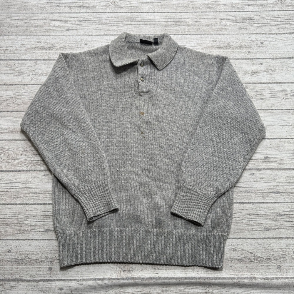 Patagonia Polo Sweater Men's Medium Gray Wool Knit Long Sleeve Gorpcore